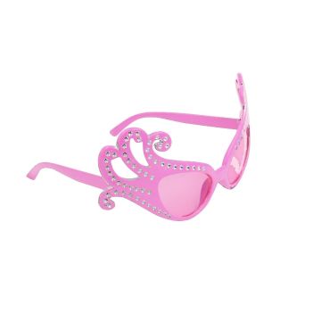 Adult Pink Rhinestone Diva Glasses - Oversized Cat-Eye Celebrity Costume Eyewear