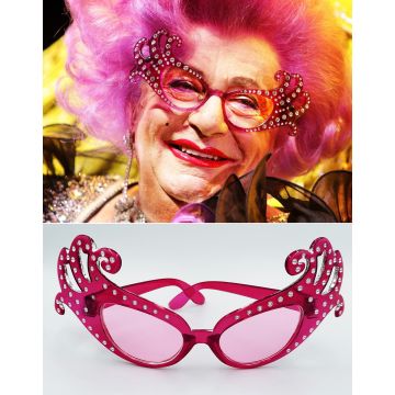 Red Dame Edna Everage Rhinestone Glasses lx0285r