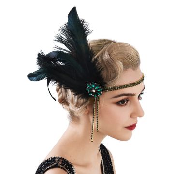 Ladies Green 20s Art Deco Flapper Headband lx0288-2
