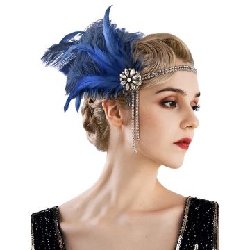 Ladies Blue 20s Art Deco Flapper Headband lx0288-4