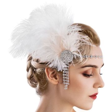 Ladies White 20s Art Deco Flapper Headband  lx0289