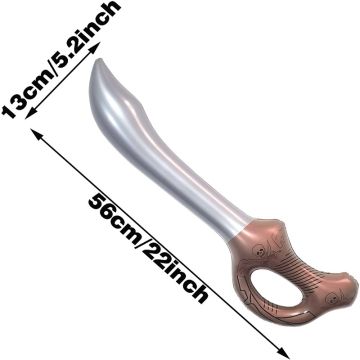 Inflatable Pirate Cutlass Sword - 56cm Metallic Silver Blade Toy Weapon
