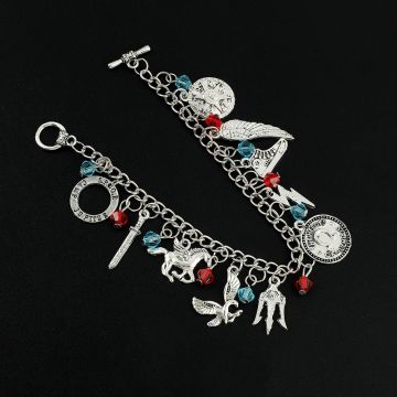 Greek Mythology Charm Bracelet - Demigod Hero Symbols with Toggle Clasp