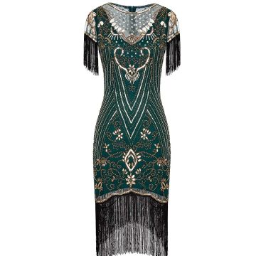 Green Ladies 1920s Flapper Fashion Dress  lx1049-2