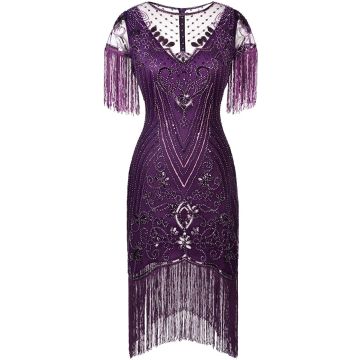 Purple Ladies 1920s Flapper Fashion Dress  lx1049-6