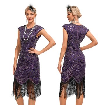 1920 Gatsby Flapper Dress Purple Costume lx1056-4