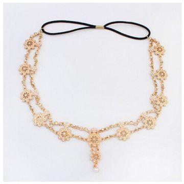 Adult 1920s Gold Headpiece - Art Deco Chain Headband with Flapper Forehead Pendant