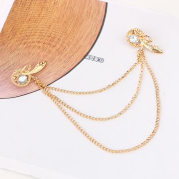 Women's Gold Art Deco Hair Chain - 1920s Gatsby Double Clip Headpiece
