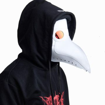 Adult Plague Doctor Mask - White Faux Leather Beak with Tinted Lens