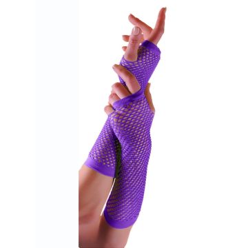 Adult 80s Purple Leg Warmers & Fishnet Gloves Set - Neon Retro Accessory Kit