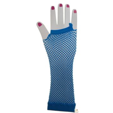 Adult Blue Neon Leg Warmers and Fishnet Gloves Set - 80s Retro Accessory Kit
