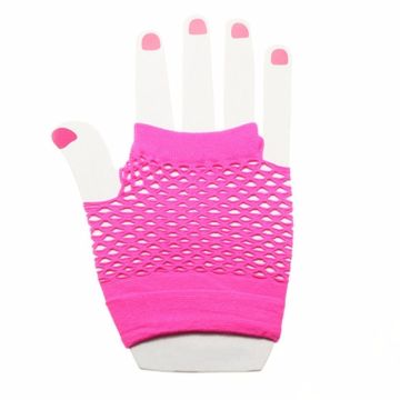 Adult 80s Neon Pink Leg Warmers & Fishnet Gloves Set