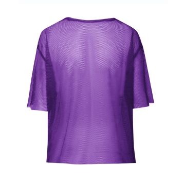 Adult Purple Fishnet Mesh Top - 80s Neon String Vest Costume
