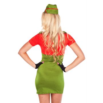 Women's Army Soldier Costume Dress with Hat and Gloves