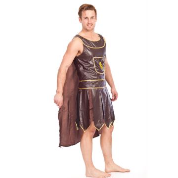 Adult Roman Gladiator Costume - Tunic with Cape and Gold Trim