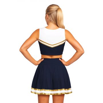Adult Cheerleader Costume Navy Blue - Two-Piece Spirit Squad Uniform