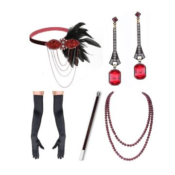 Adult 1920s Flapper Accessories Set - 5-Piece Great Gatsby Costume Kit