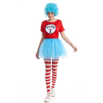 Women Dr Seuss Thing 1 and Thing 2 Costume Set pp1010+pp1013+lx3015-1+lx3016-1