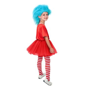 Kids Storybook Twin Costume - Red Tutu Set with Blue Wig & Numbered Labels