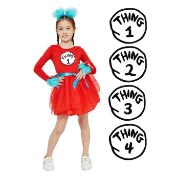 Girls Dr Seuss Cat In The Hat Thing Costume set pp1025