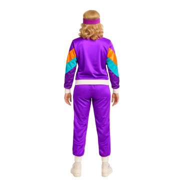 Womens 80s Tracksuit Costume Purple Shell Suit - Retro Athletic Jacket and Pants
