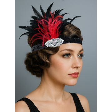 Red & Black Feather Accessory for Gatsby Costume