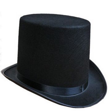 Kids Magician Hat - Black Top Hat with Satin Band