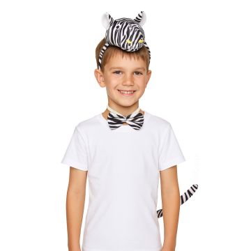 Zebra Headband Bow Tail Set Kids Animal Zoo Headpiece 