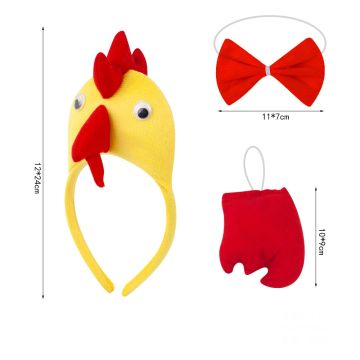 Kids Chicken Headband Accessory Set with Bow Tie and Tail