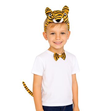 Tiger Headband Bow Tail Set Kids Animal Zoo Headpiece