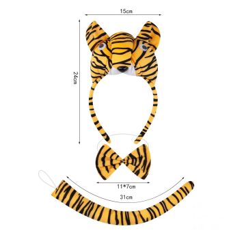 Kids Tiger Costume Accessory Set - Headband Ears Bow Tie and Tail