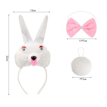 Kids Rabbit Costume Set - Headband Ears Bow Tie Tail