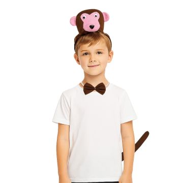 Kids Monkey Headband Bow Tail Set 