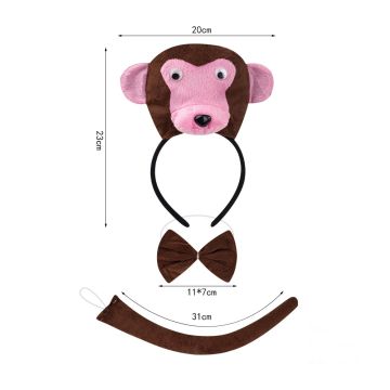 Kids Monkey Costume Accessory Set - Headband, Bow Tie & Tail