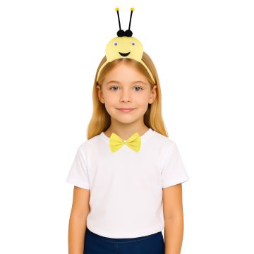 Kids bee costume headband with 3D foam character, googly eyes and wire antennae