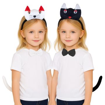 Cat Headband Bow Tail Set Kids Animal Headpiece