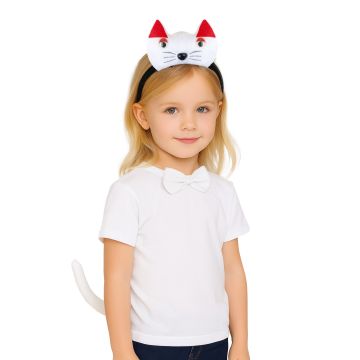 Kids Cat Costume Accessory Set - Ears Headband, Bow Tie & Tail