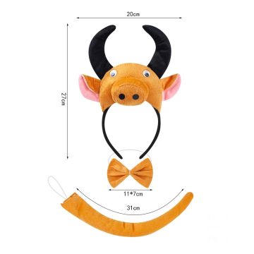 Kids Bull Costume Accessory Set - Headband, Bow Tie & Tail