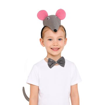 Mouse Rat Headband Bow Tail Set Kids Animal Headpiece