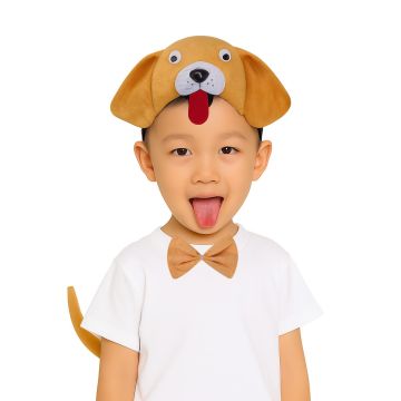 Dog Headband Bow Tail Set Kids Animal Farm Zoo Headpiece