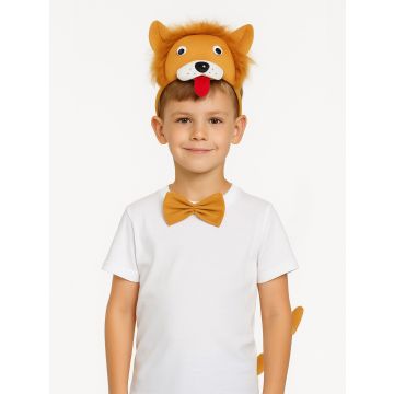 Lion Headband Bow Tail Set Kids Animal Farm Zoo Headpiece
