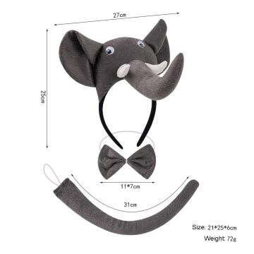 Kids Elephant Costume Set - Headband, Bow Tie & Tail