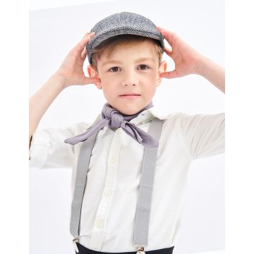Kids Victorian Boy Costume Braces - Adjustable Grey Elastic Suspenders