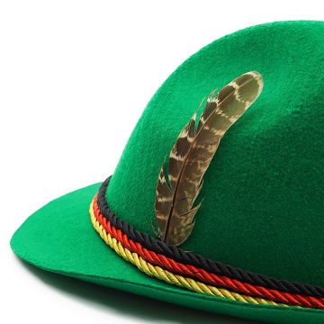 Adult Bavarian Alpine Hat with Feather - Oktoberfest Fedora