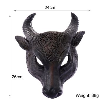 Adult Buffalo Mask - Horned Animal Face Mask with Textured Detail