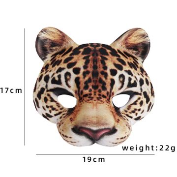Adult Snow Leopard Half-Face Mask - Realistic Big Cat Animal Costume Accessory