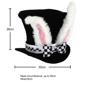 Adult White Rabbit Top Hat & Accessories Set - Mad Hatter Bunny Costume Kit