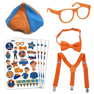 Kids Educational Entertainer Accessory Set - Orange & Blue Character Dress-Up Kit