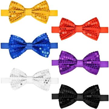 Kids Sequin Fedora Hat Necktie and Bow Tie Set - 3-Piece Sparkle Accessory Kit