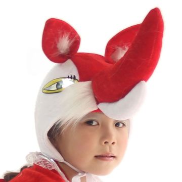 Kids red fox headpiece with 3D snout and pointed ears